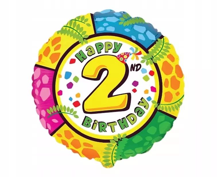 Balon Foliowy Cyfra 2 Happy 2 Birthday FX 48 cm. Flexmetal