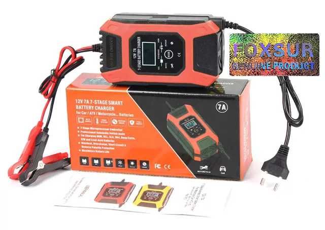 Зарядное устройство для авто мото аккумулятор Foxsur 7А 12В автоматиче