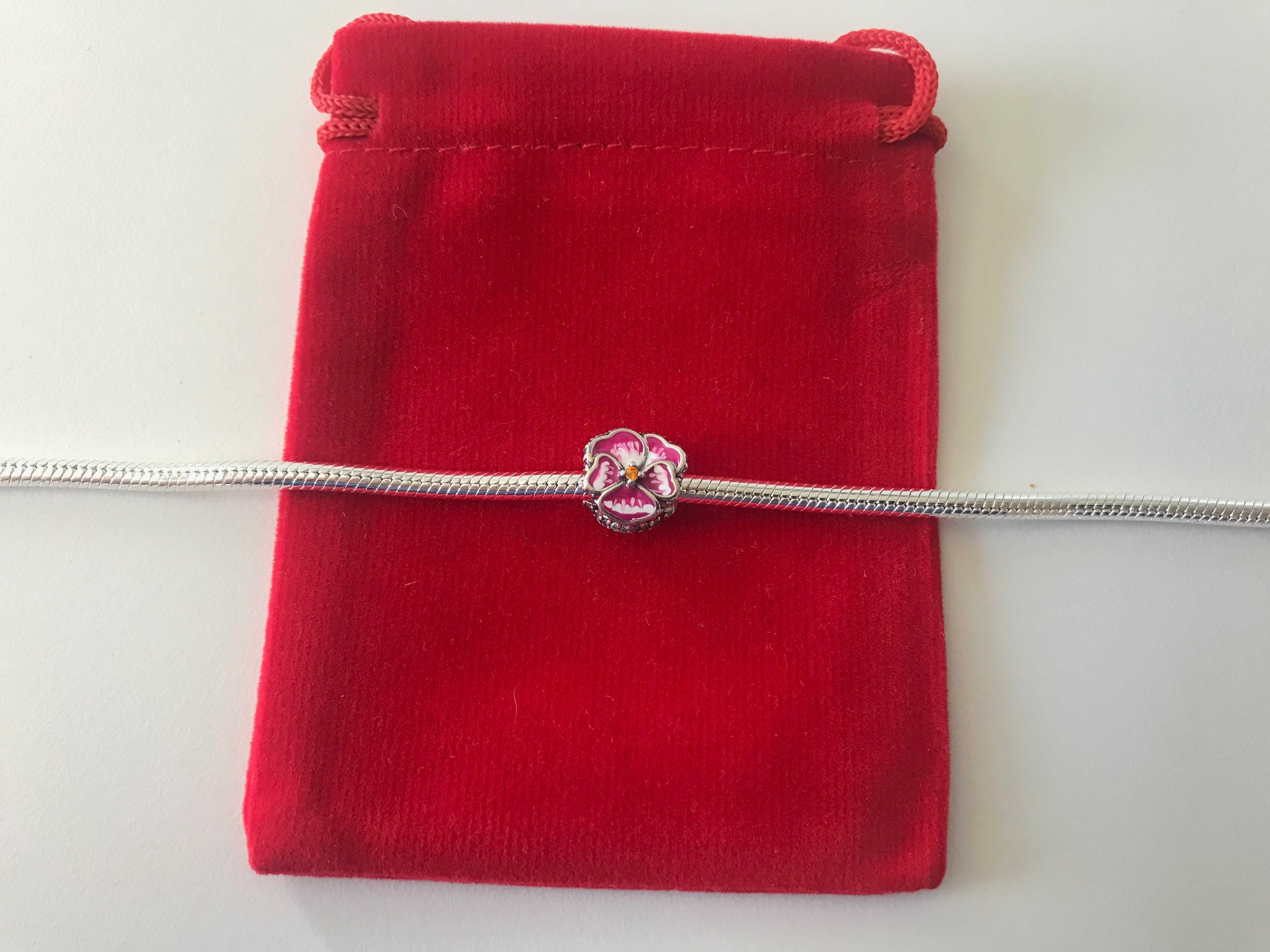 Conta Amor-Perfeito Rosa Pandora em Prata de Lei 925 Novo