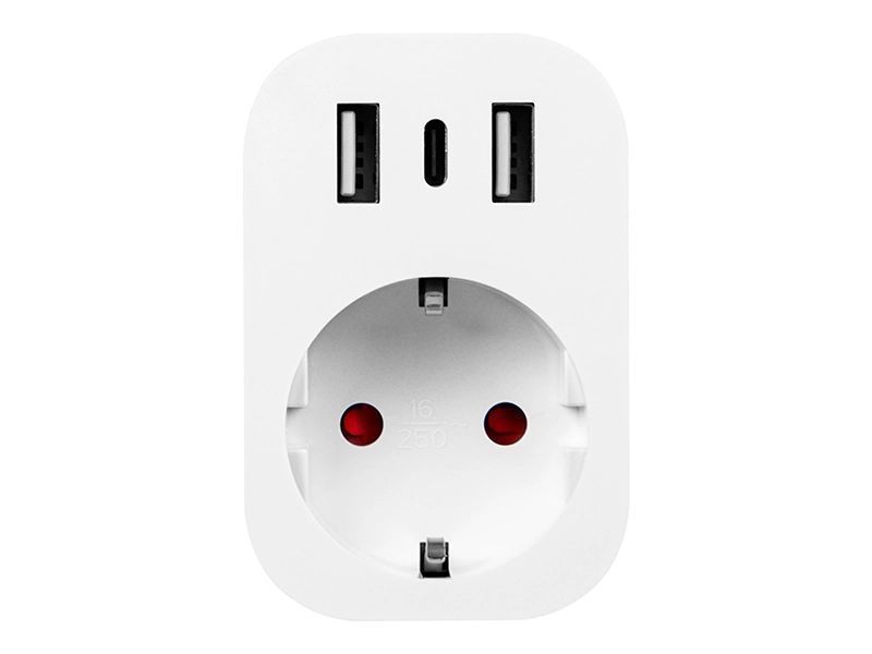 Inteligentne gniazdko sterowane WiFi TUYA USB + 2x USB-C 72-077#
