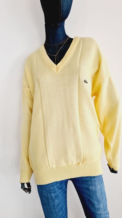 Sweter vintage lata '80 / '90. Kanarkowy żółty.  Krokodyl. Rozmiar XL