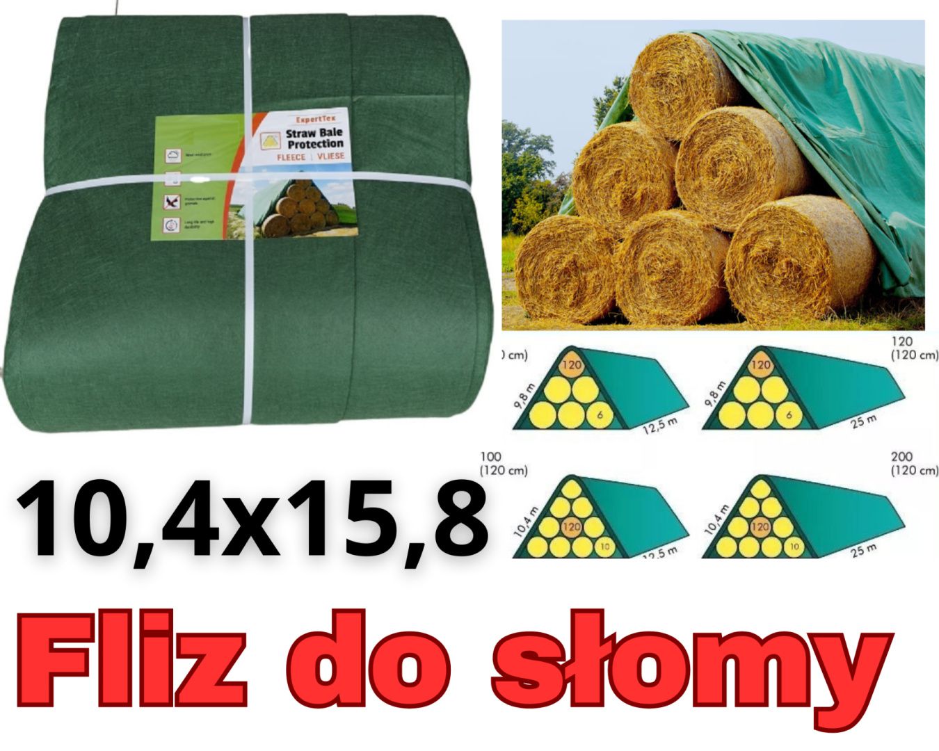 Fliz do okrywania słomy 15,8 x 10,4 m