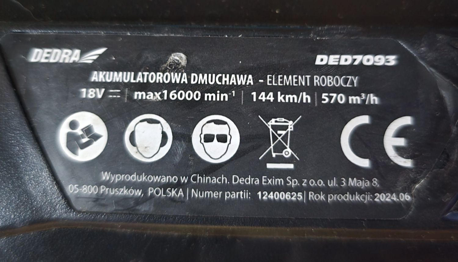 Dmuchawa do liści akumulatorowa DEDRA-DED7093