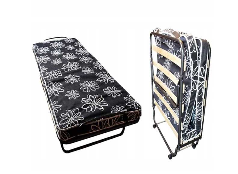 NOWE łóżko polowe składane kanadyjka wytrzymałe Z MATERACEM 190X80