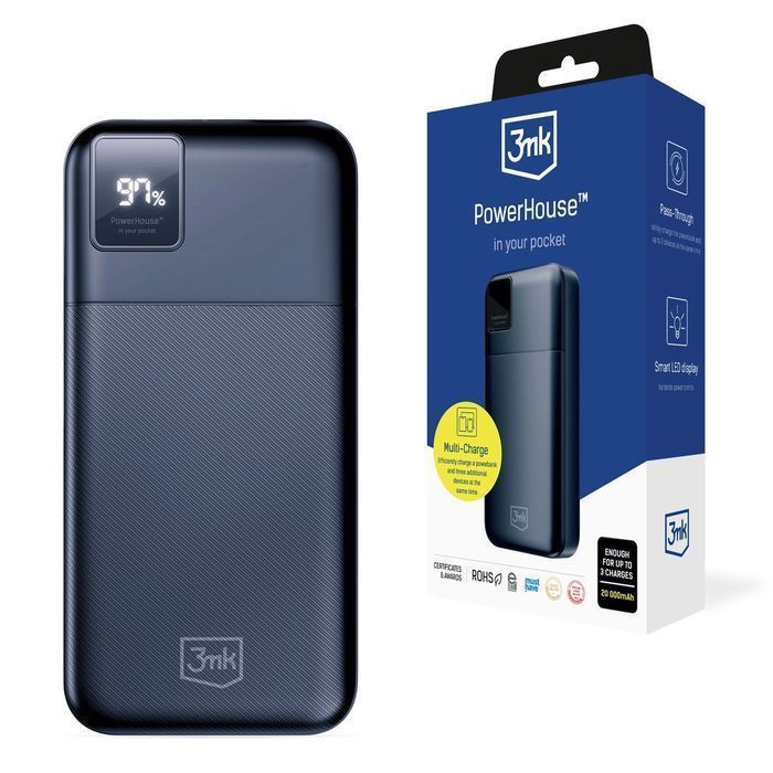 Powerbank 3mk PowerHouse 20000 mAh 2x USB-A 1x USB-C - czarny