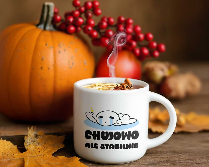 Kubek „Chu*owo ale stabilnie” – ironiczny nadruk