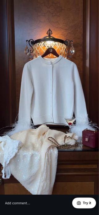 кардиган з пірʼям friends of fashion білий