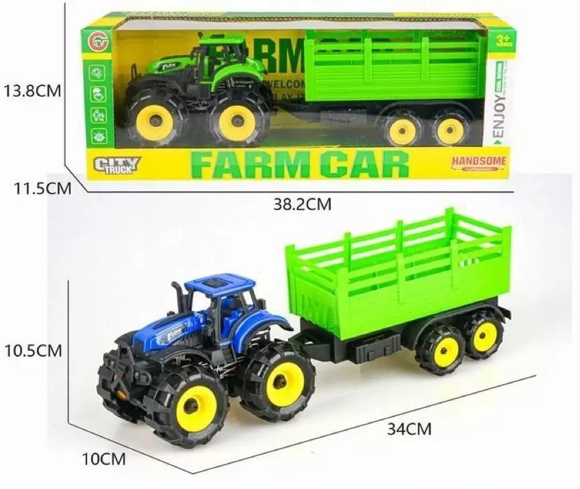 Traktor rolniczy z przyczepą. Maksik