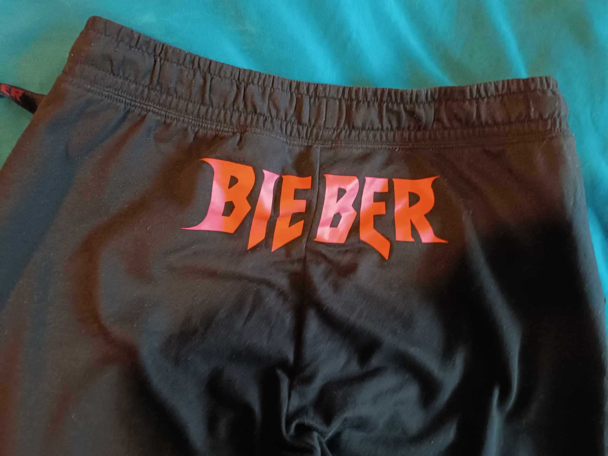 Spodnie dresowe czarne logo "Justin Bieber" regulacja w pasie M/L -H&M