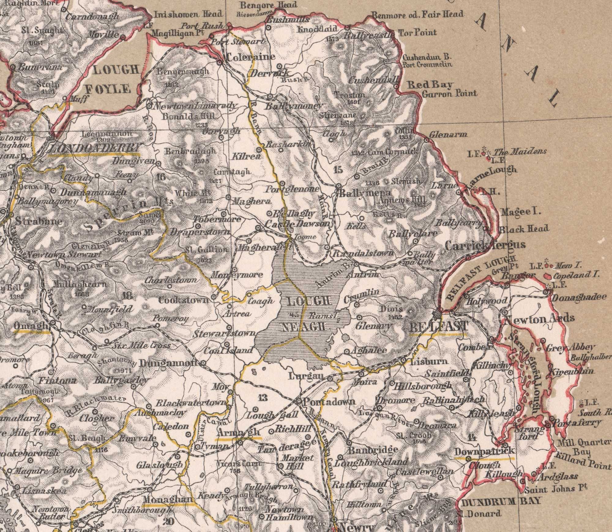 Irlandia. Duża efektowna mapa Głogów 1873 r. autentyk