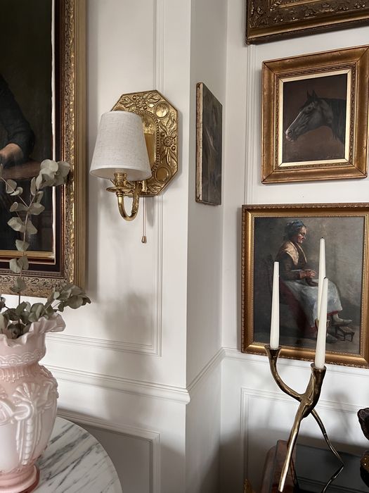 Bardzo ciężkie 4kg mosiężne braz brazu kinkiety mosiądz kwiaty vintage