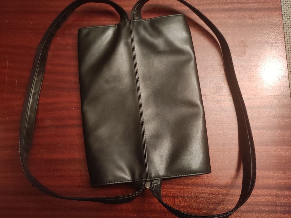 Skórzany  czarny plecak plecaczek JM retro