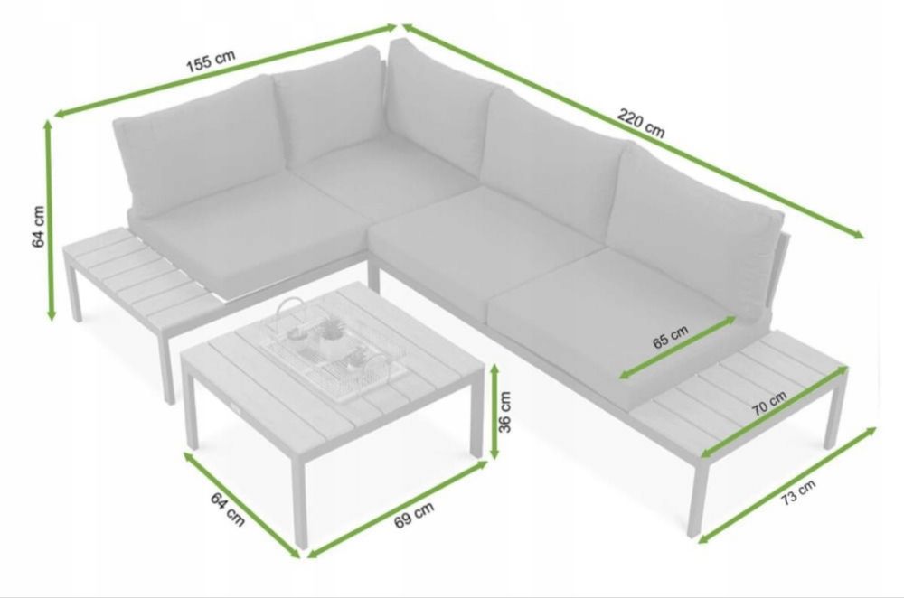 Narożnik Ogrodowy Sofa Stolik