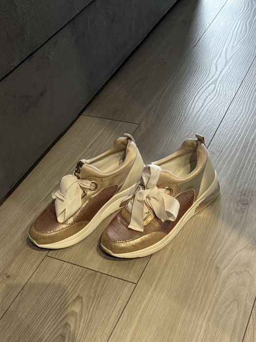Adidasy Liu Jo 40 sneakersy wstazki zlote eleganckiep