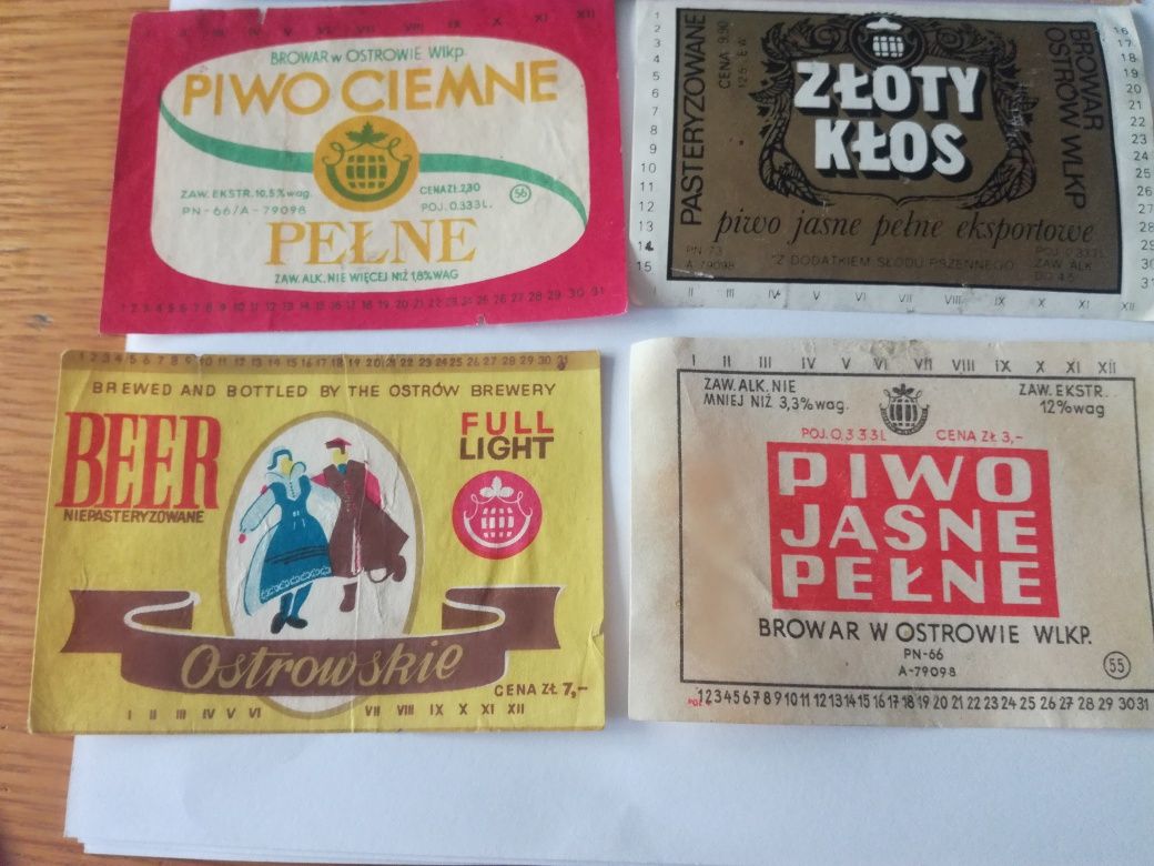 Stare etykiety piwne Browar Ostrów Wlkp 1966 piwie 1973 etykieta  1989
