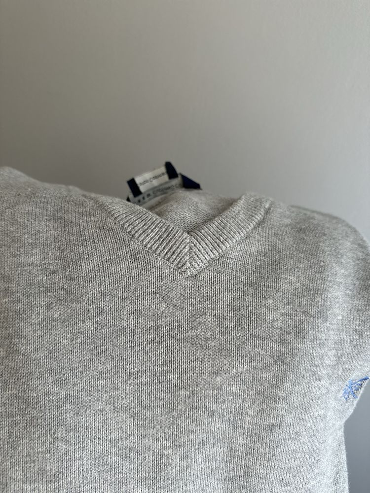 Sweter Crew Clothing Company męski szary kaszmir bawełna L klasyka