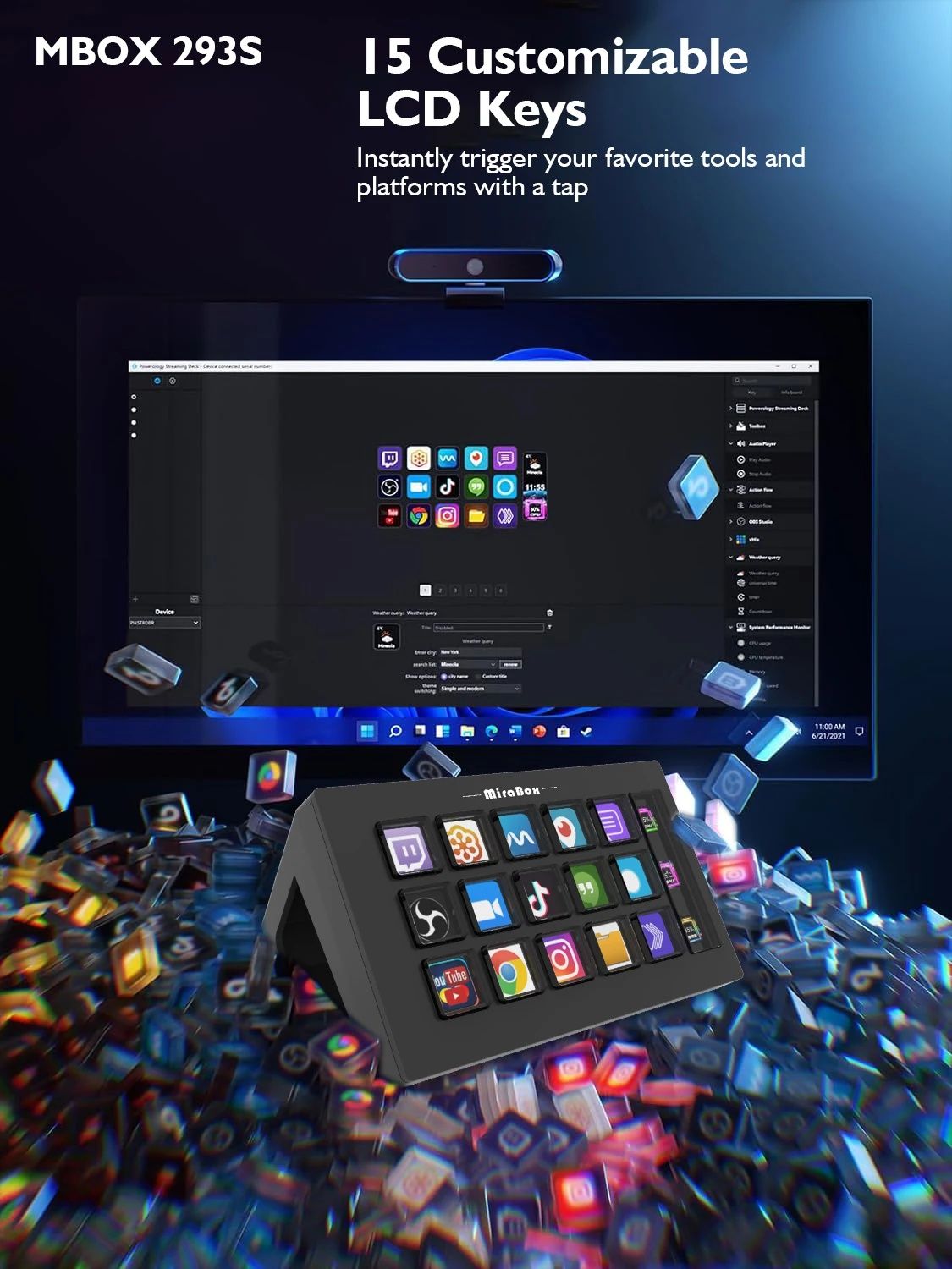 Mini teclado virtual stream dock