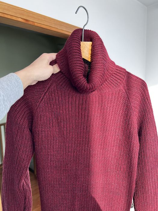 Тепла вʼязана сукня гольф бургунді oversize XS-S-M