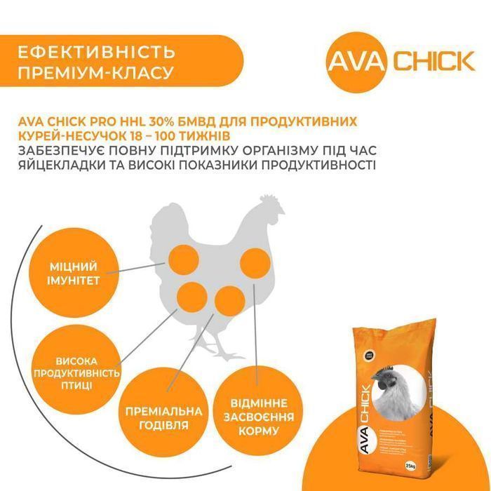 AVA Chick PRO HHL 30% БМВД для продуктивних курей несучок