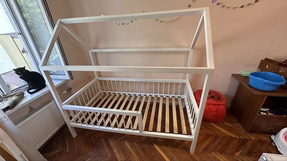 Дитяче ліжко з матрацом, ліжко-будинок, кровать домик с матрасом