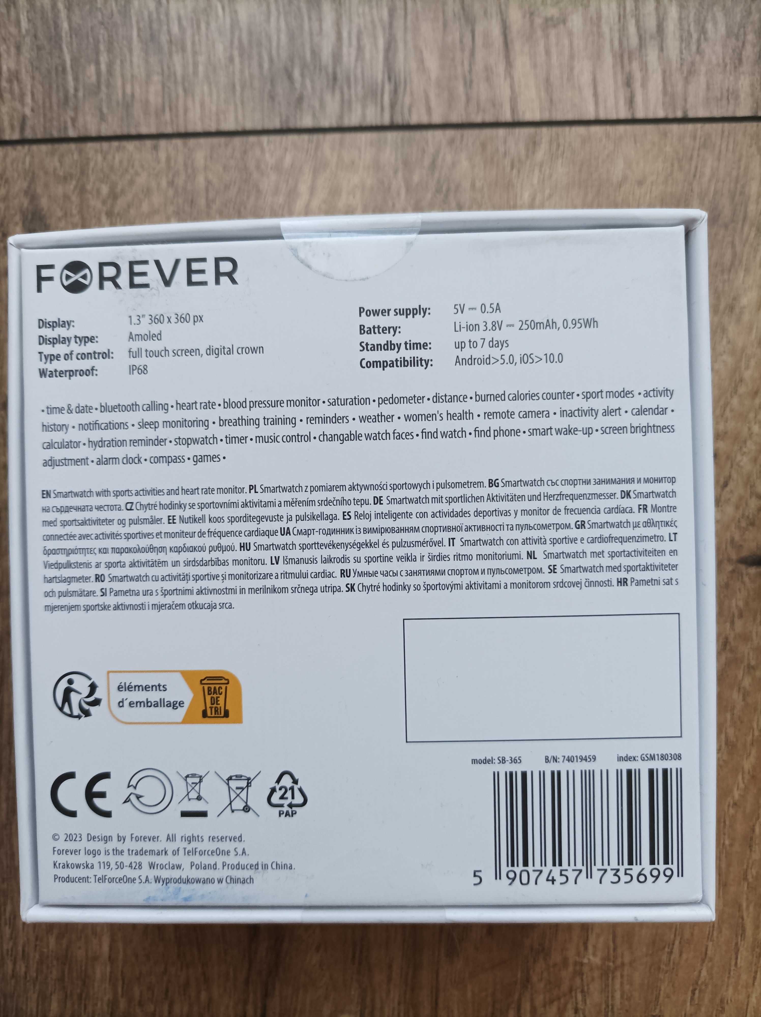 Smartwatch Forever 5 fashion Amoled Black