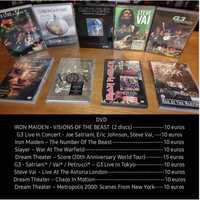 DVDs de Dream Theater, Slayer, Iron Maiden, Steve Vai, ect