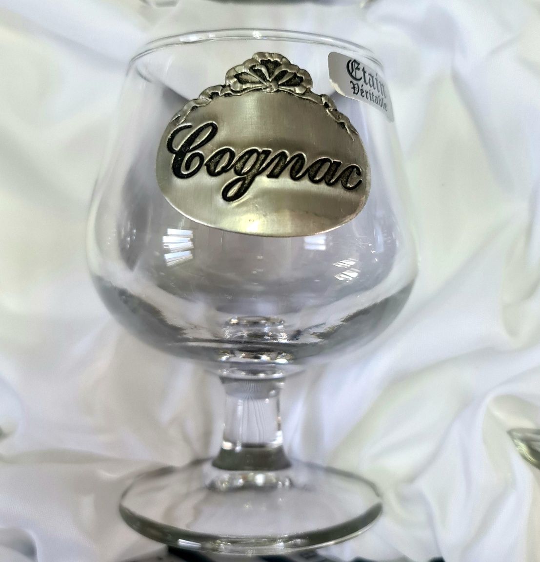 6 Copos de cognac com gravação em estanho