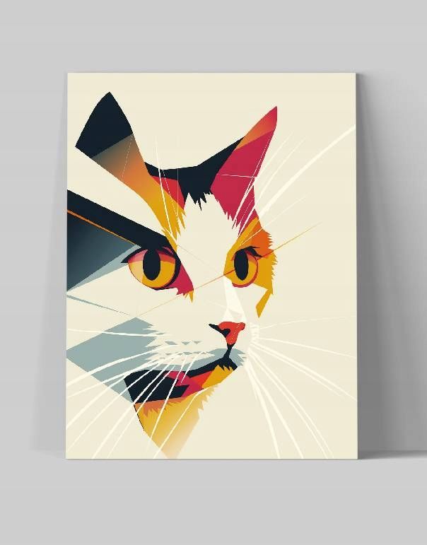 Geometryczny Kot w Abstrakcji – Obraz na Płótnie 60x80 cm