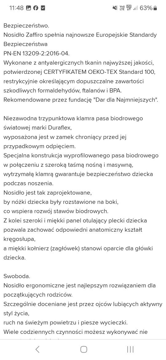 Nosidło ergonomiczne