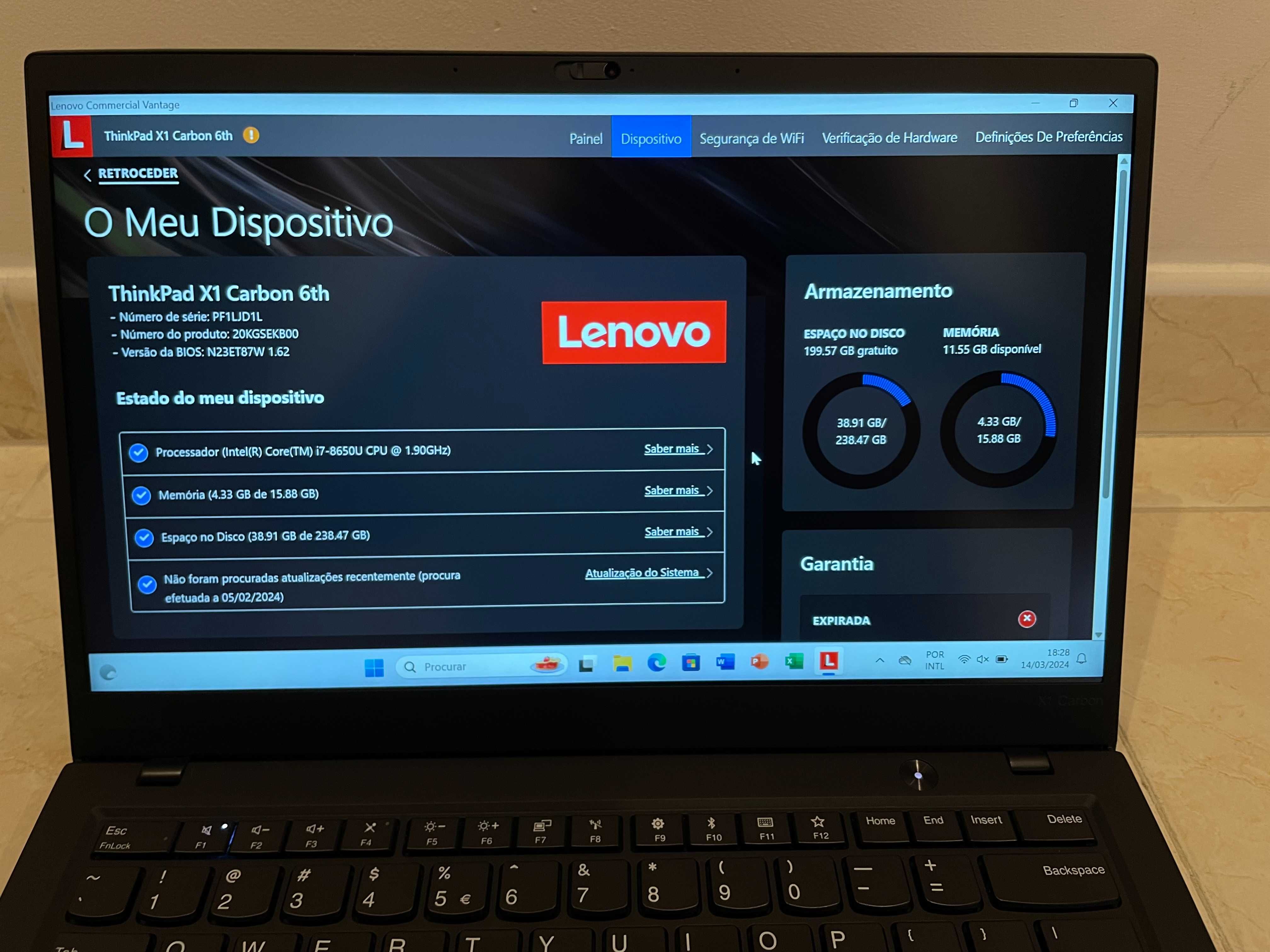 Lenovo ThinkPad X1 Carbon Gen 6 - i7-8650U/16GB RAM/240GB SSD NVMe