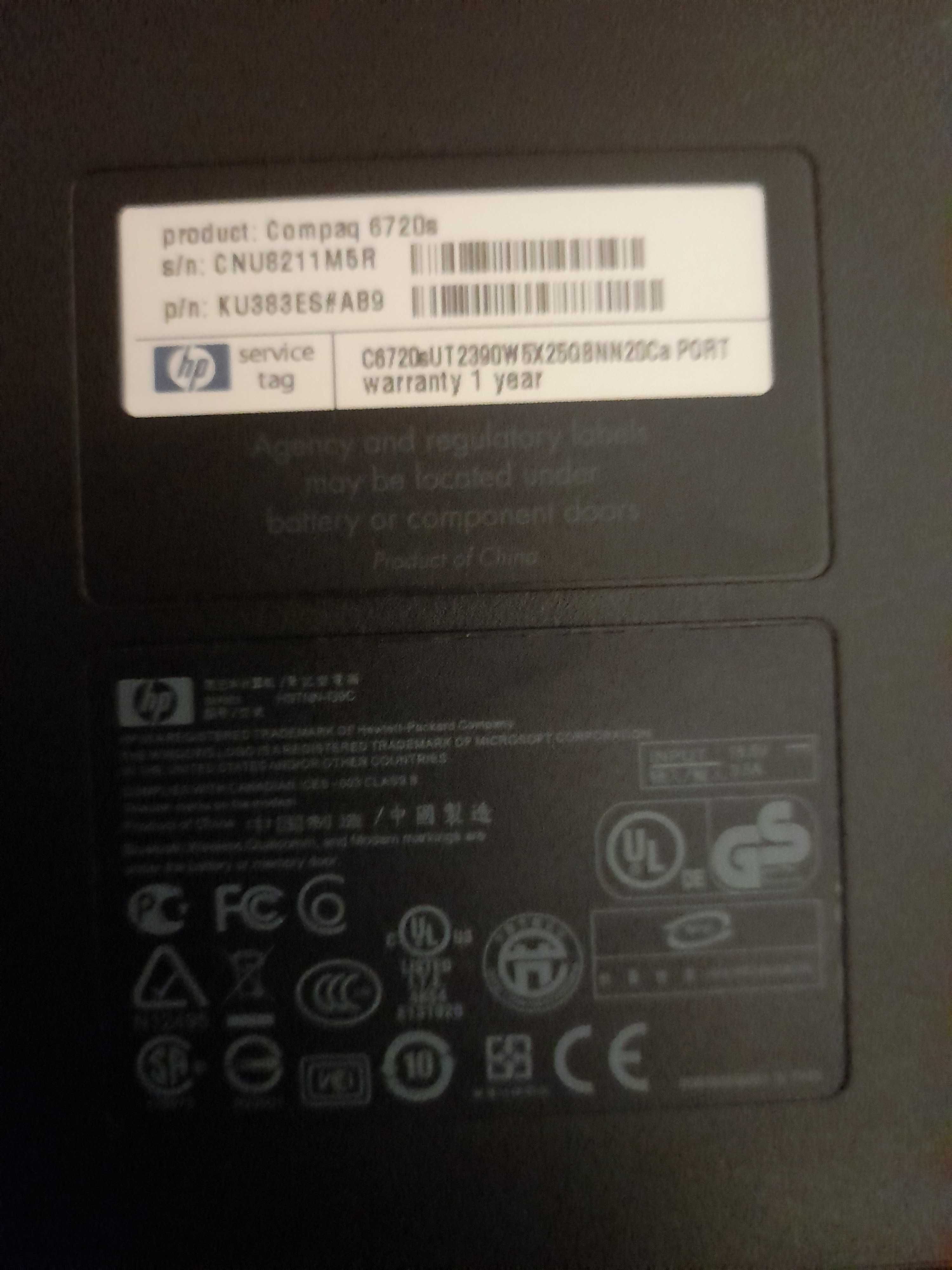 Portátil HP Compaq 6720s