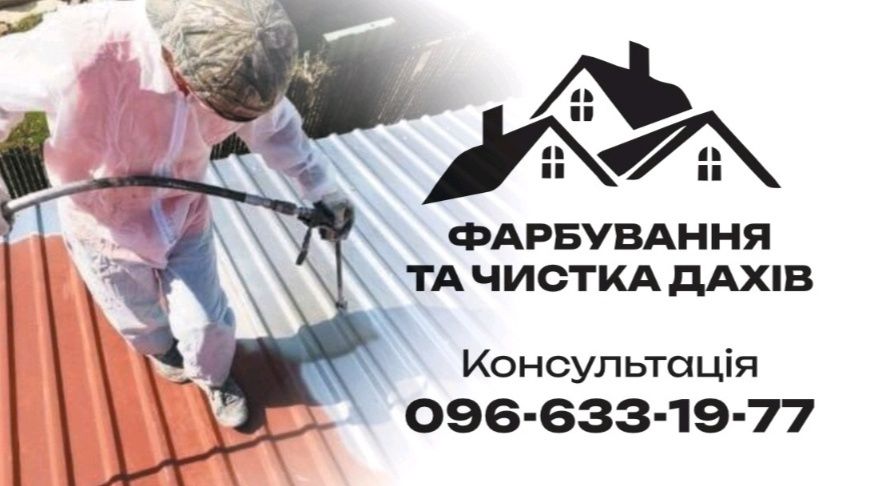 Фарбування дахів ангарів складів побілка вапном чистка фасадів очистка