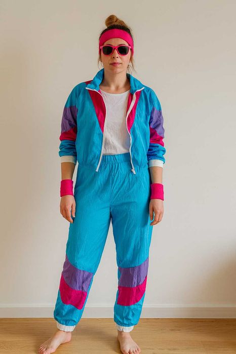 Strój dresiarz lata 80 90, dres vintage retro, oldschool XXL zestaw