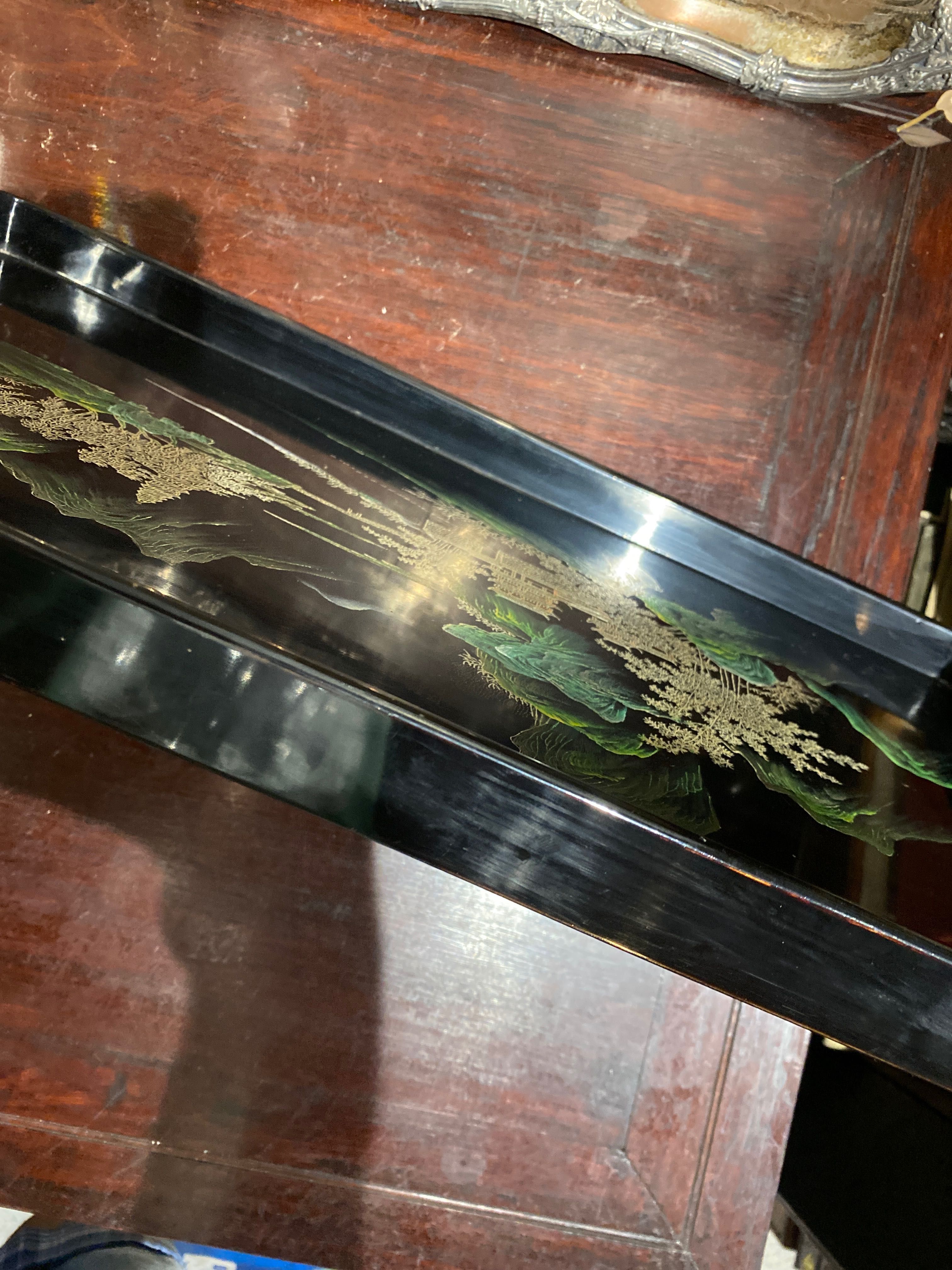 Tabuleiro Chinês Madeira Charão Pintado à mão Centenário 47 cm