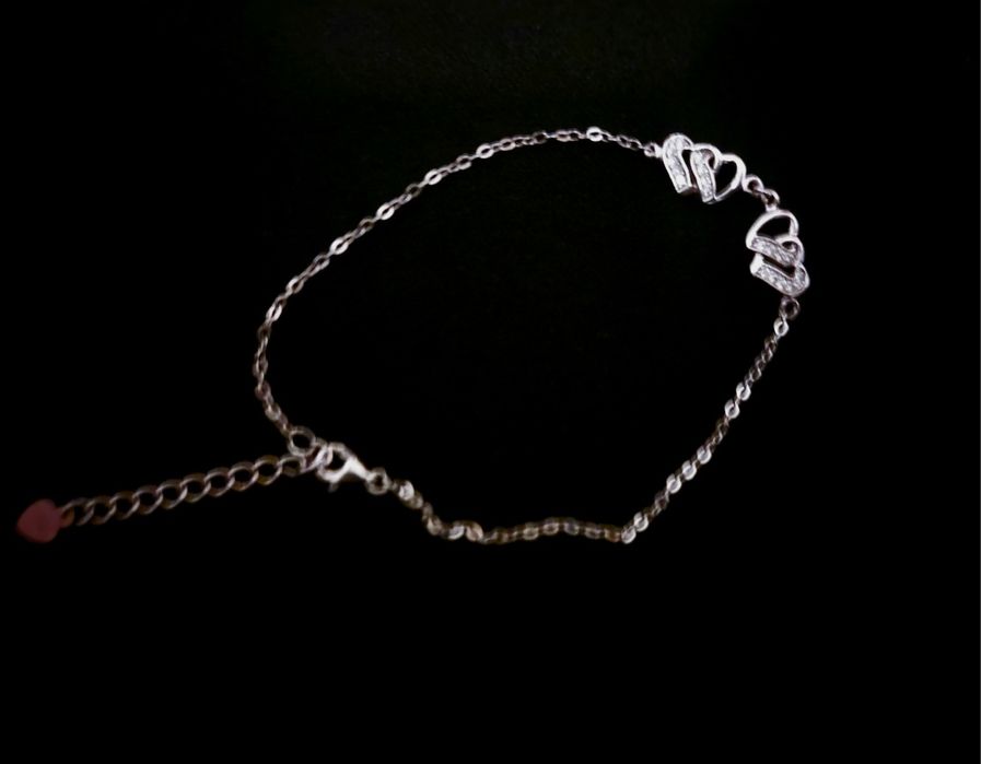 Bransoletka srebrna srebro 925 z serduszkami bransoletka srebrna yes