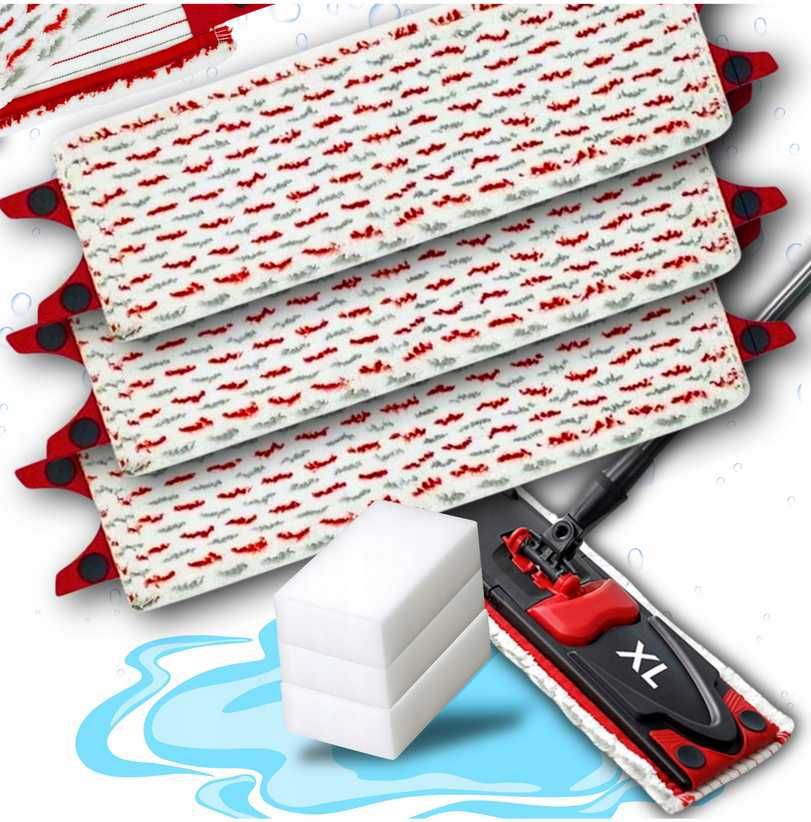 3x WKŁADY DO MOPA płaskiego VILEDA XL ultramax 42cm + GRATIS gąbki