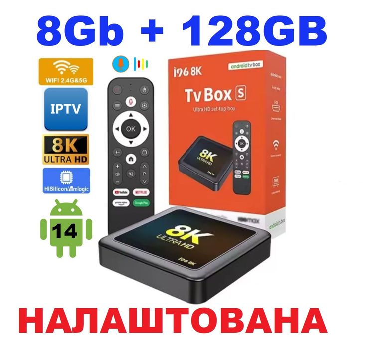 Android 14 на 8/128 Gb Приставка Смарт i96 Smart Tv Box 8k,x96,xiaomi