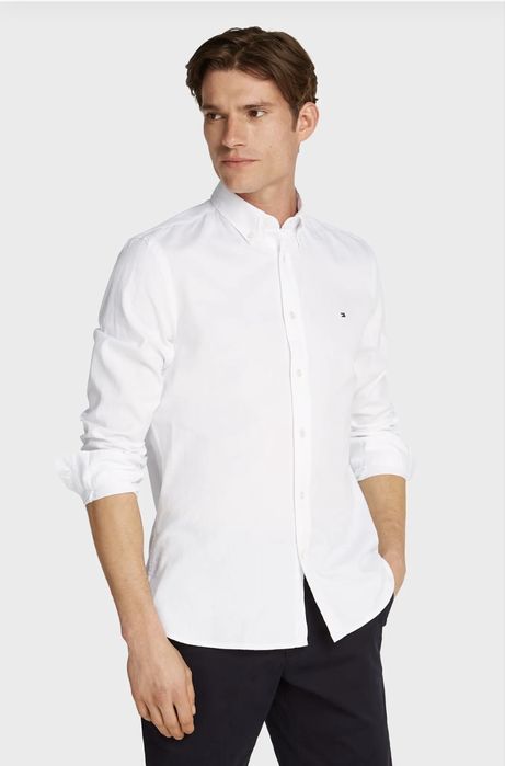Tommy hilfiger чоловіча  біла сорочка, рубашка, брендова сорочка