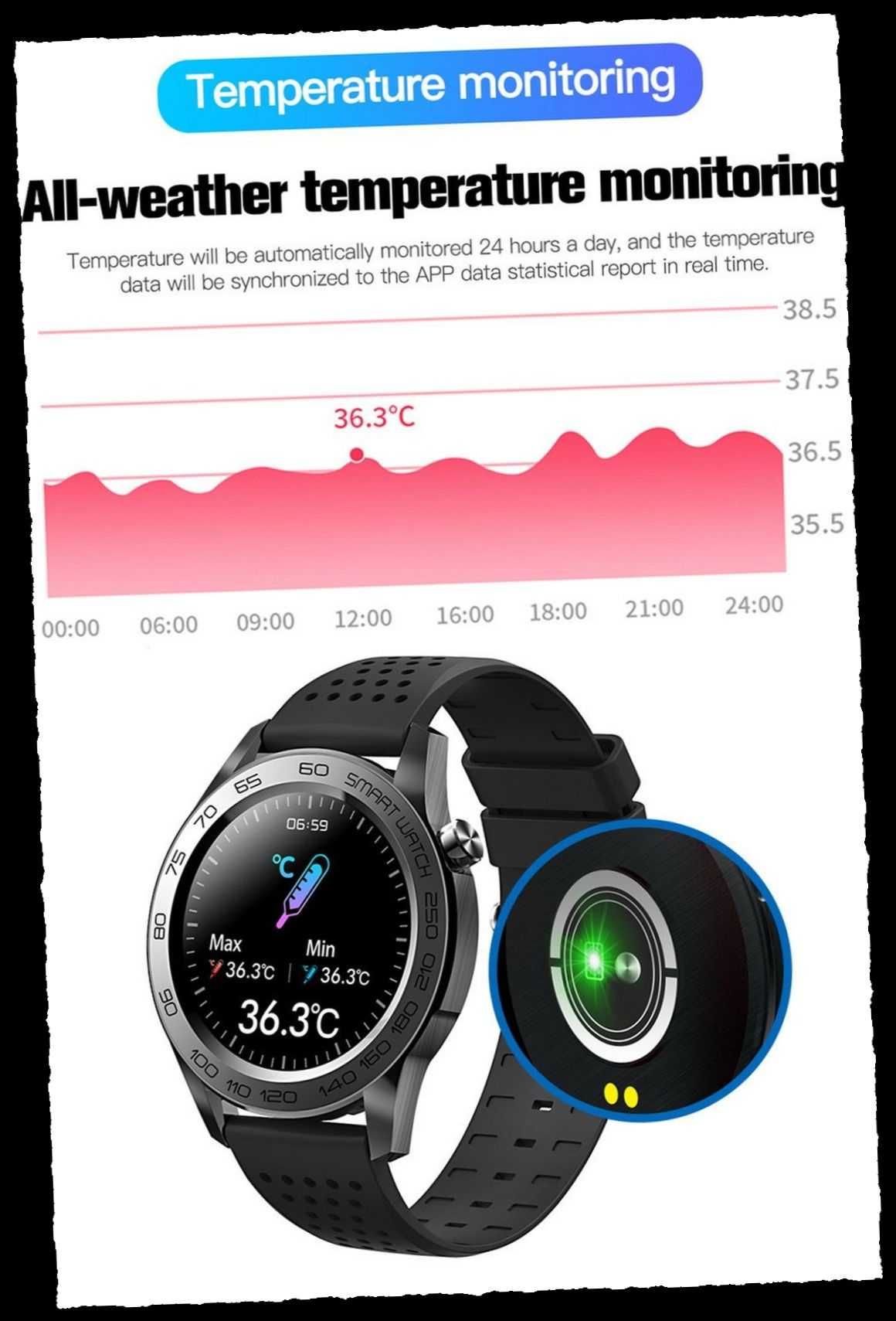 Smartwatch F22U termometr, puls, kroki, ciśnienie HIT !!