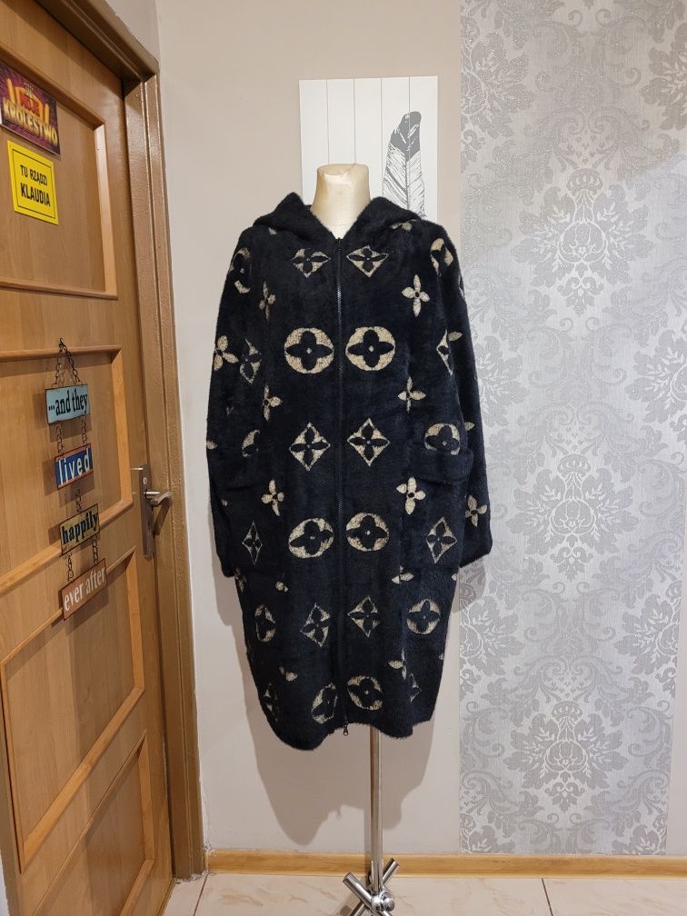 Alpaka/płaszczyk suwak plus size oversize