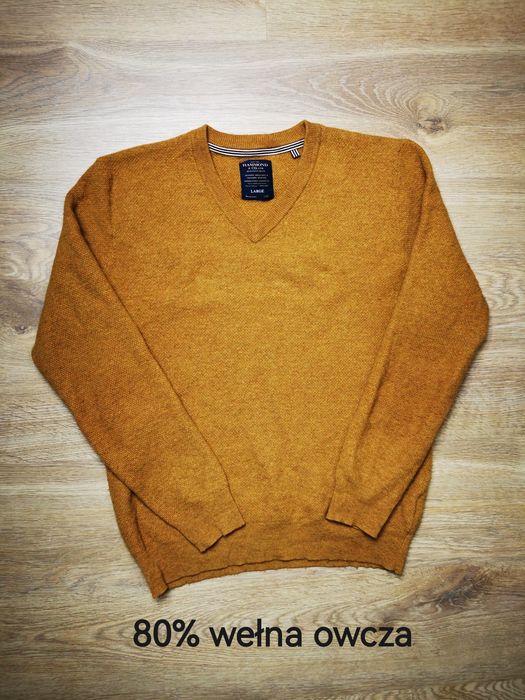 Sweter męski wełniany w serek hammond & co rozmiar L