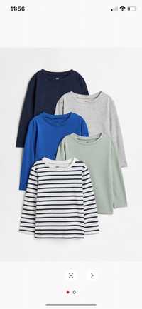 5-pak long -sleeved T-shirts H&M rozmiar 110/116