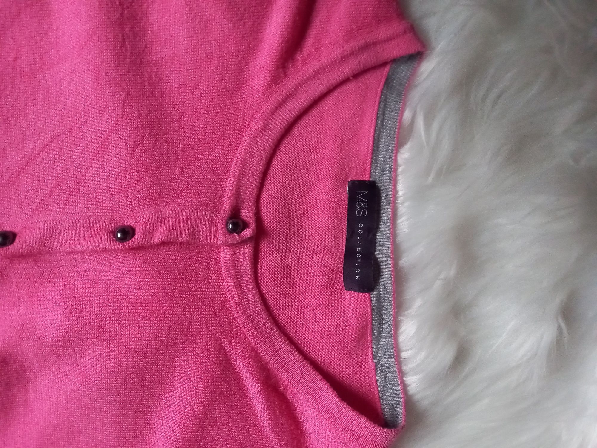 Sweter sweterek zapinany M&S Collection róż roz 42 XL Viscose