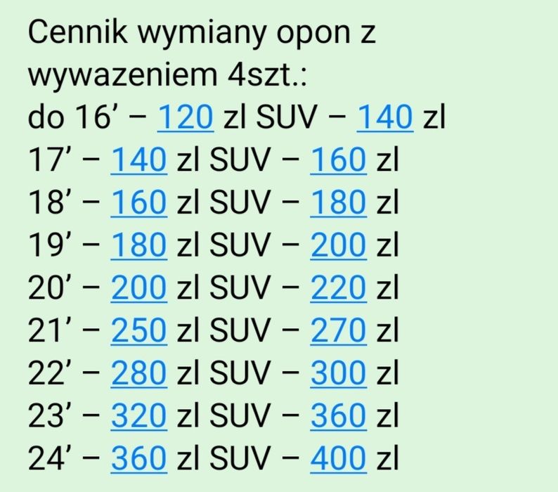 Wulkanizacja 24h/7 Wymiana opon naprawa samochodów wymiana oleju