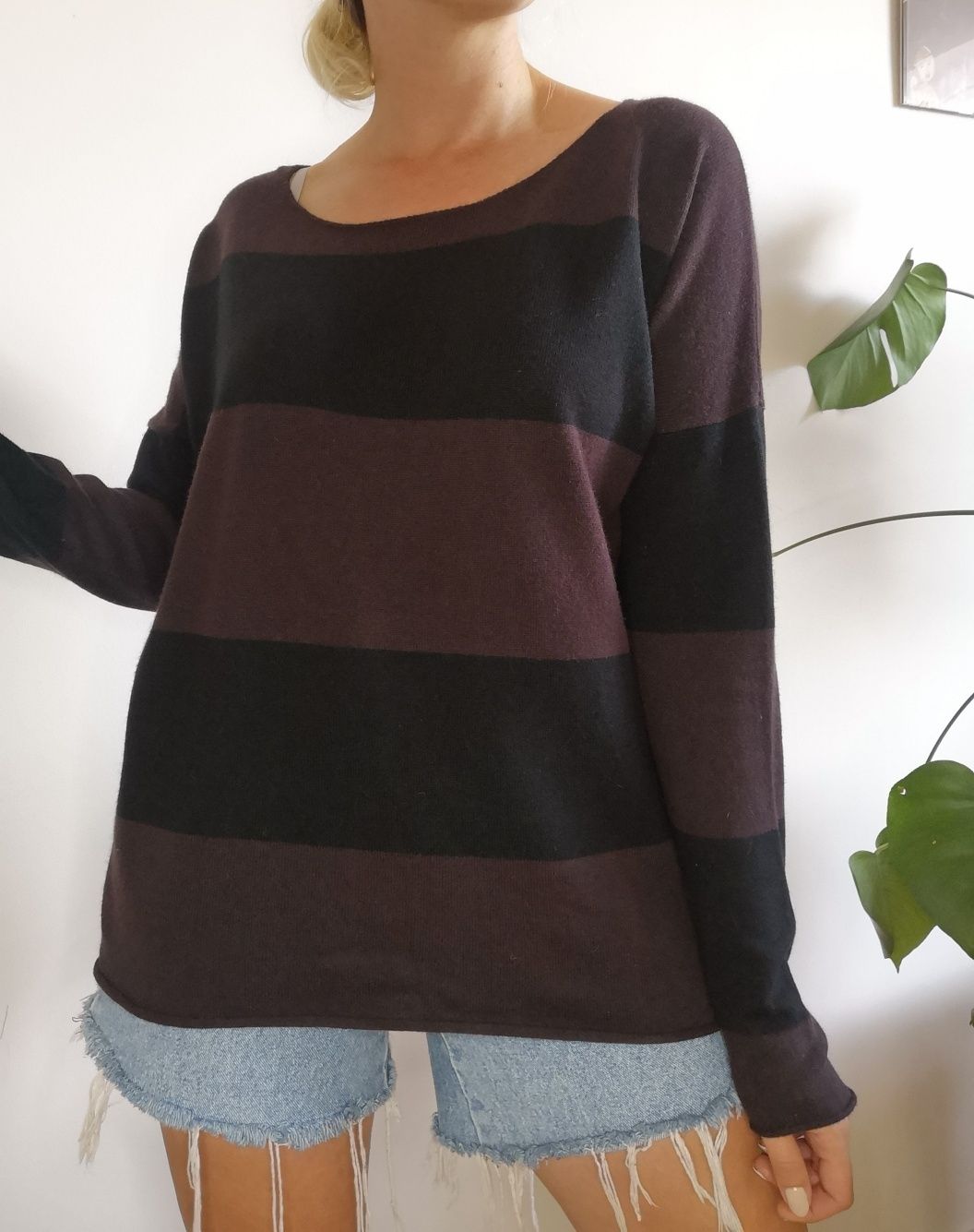 Wełniany sweter w pasy oversize premium Part Two