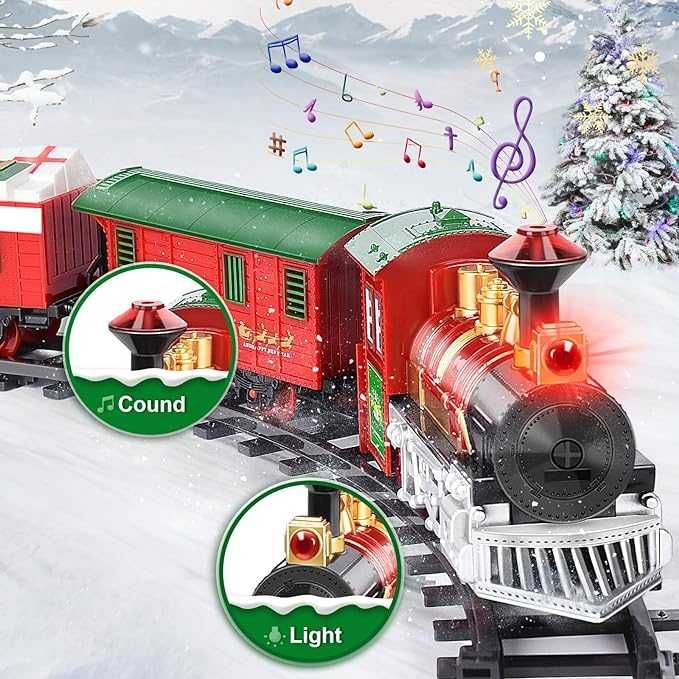 Elektryczna kolejka choinka Herenear świąteczny pociąg dźwięk świateło