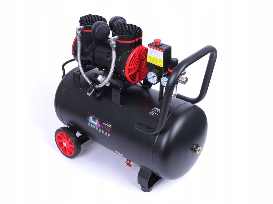 Kompresor 50L Cichy Bezolejowy 2 Tłoki 2 Pompy Spreżarka 230V