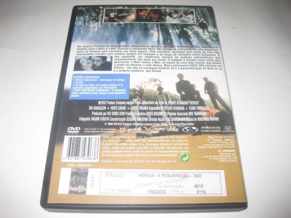 DVD "Versus- A Ressurreição" de Ryuhei Kitamura