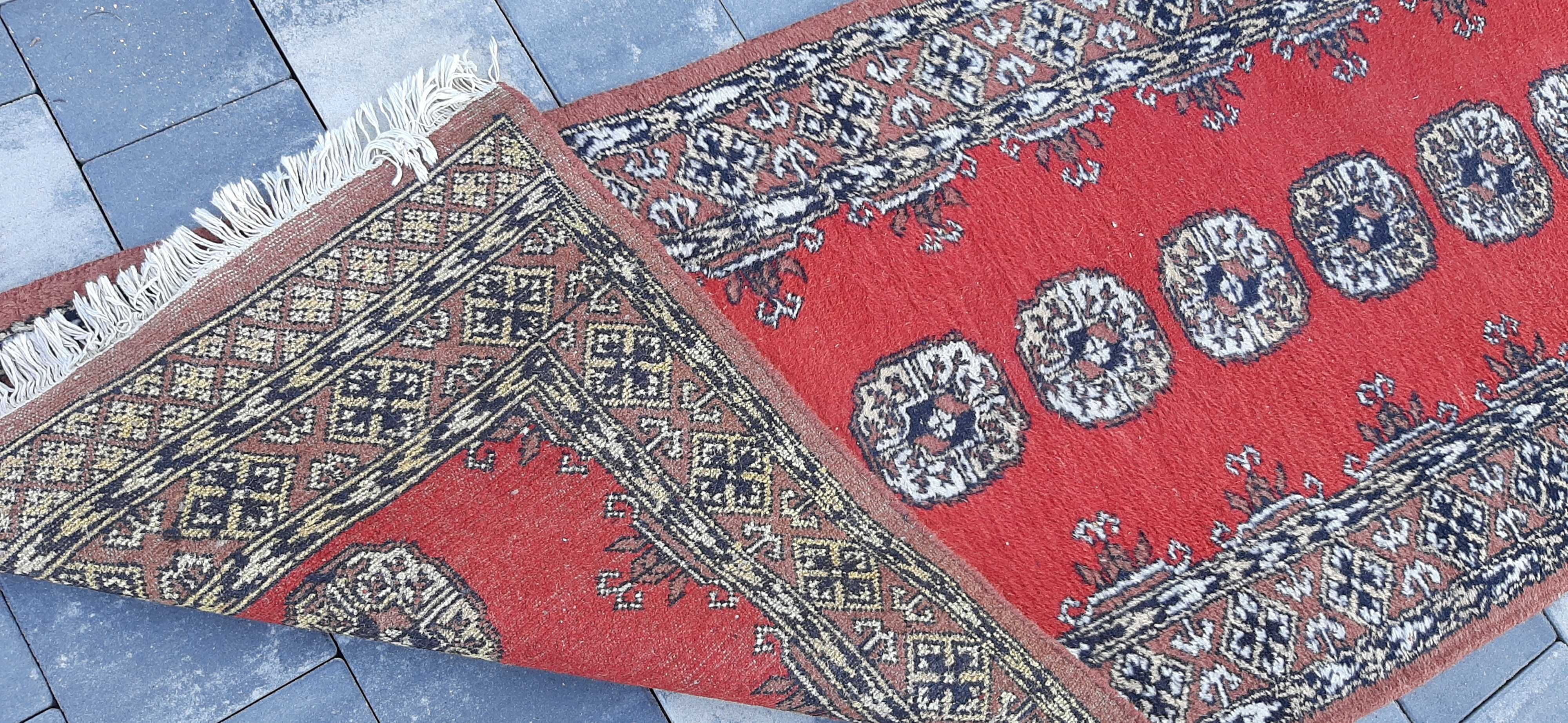 Buchara pakistański dywan wełniany chodnik 400 x 77 cm wełna