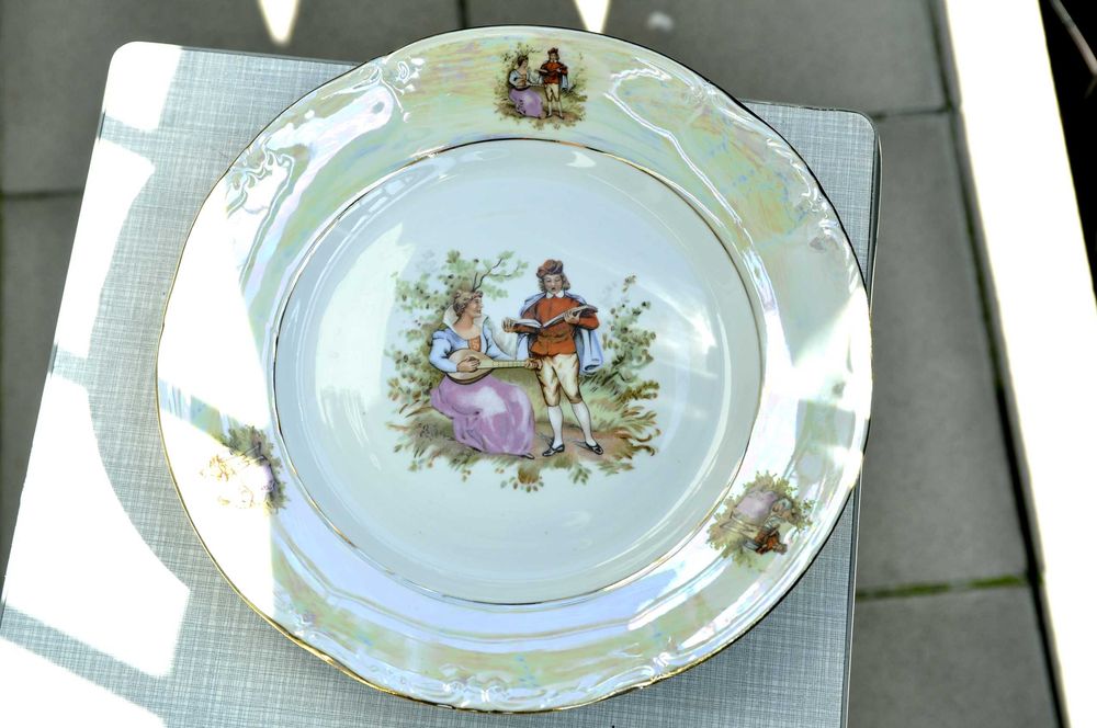 Talerz płaski obiadowy Wiedeńska miłość Chodzież porcelana Alicja PRL